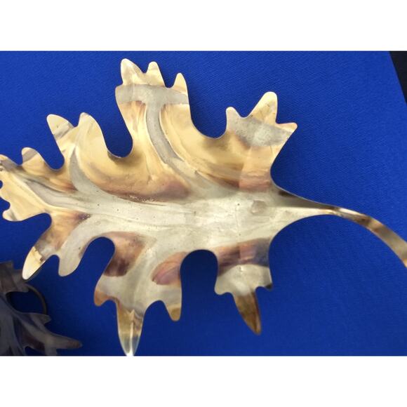 3 Vintage Gold Tone Metal Maple Leaves - 8 in - Home Wall Decor Fall/Autumn - Picture 2 of 5